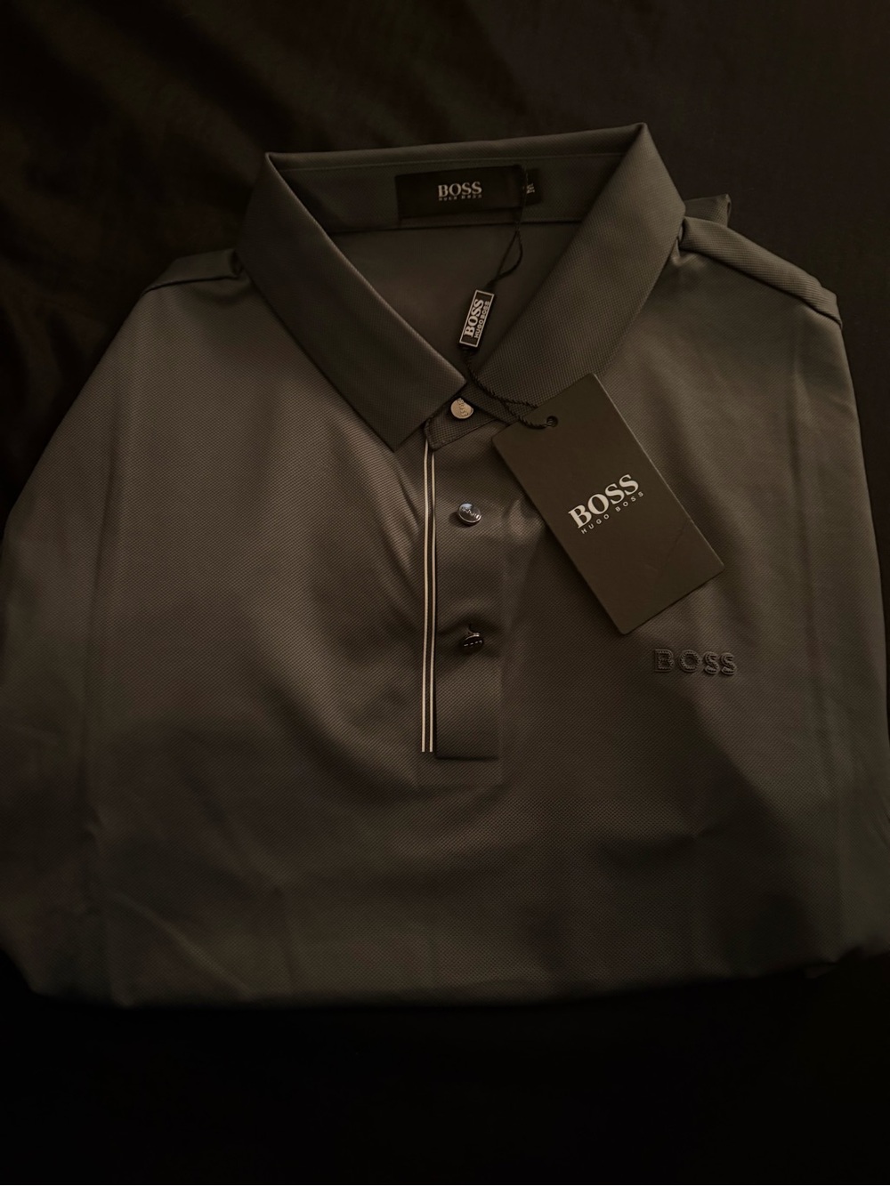BOSS Men's Polo Shirt in Dark Gray Size M